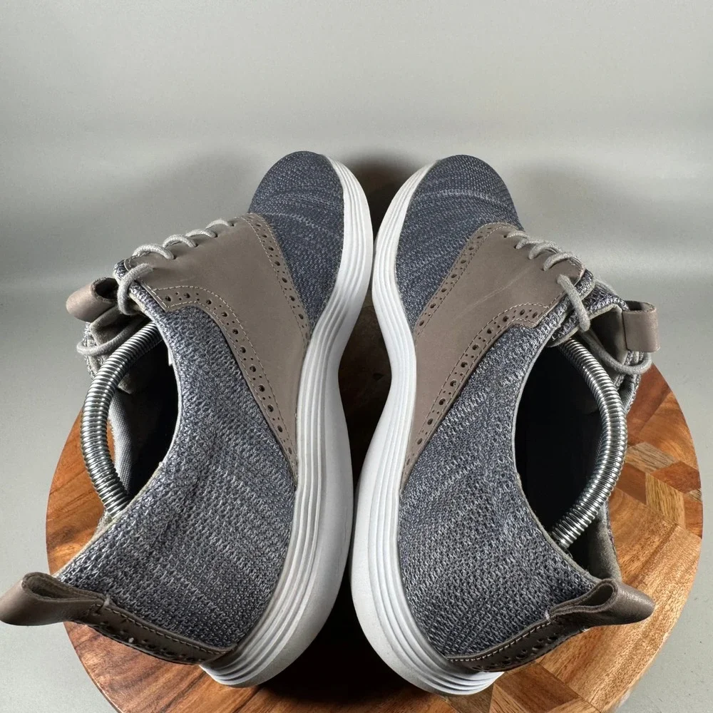 Cole Haan Grand OS Mens 11.5M Gray Knit Brown Leather Brogue Oxford Shoes C31346